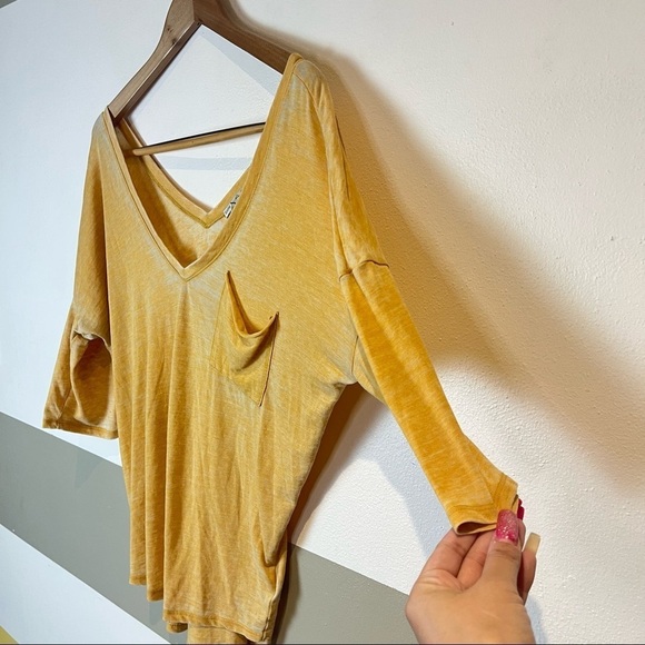 2/$25 Express Mustard Yellow Burnout Western Hippie Boho Bohemian Slouchy Shirt - Picture 6 of 15